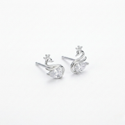 Elegant Swan Stud Earrings with Pear Cut Stone | 925 Sterling Silver